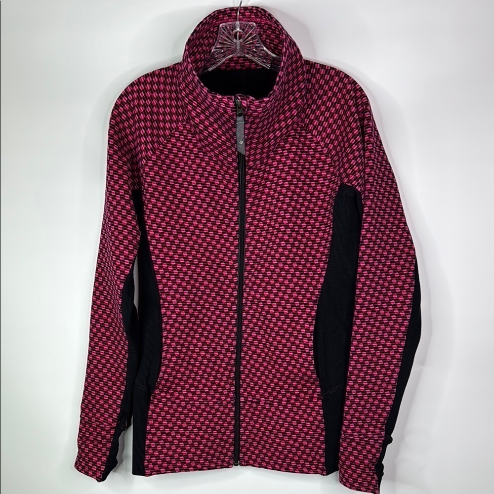 Lululemon Radiant Full Zip Pink Black Jacket Size 8
